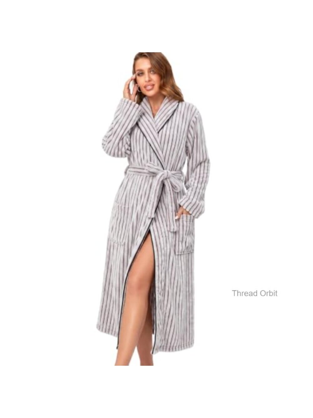 RONGTAI Women's Plush Flannel Fleece Long Robe Soft Cozy Lounge Bathrobe
